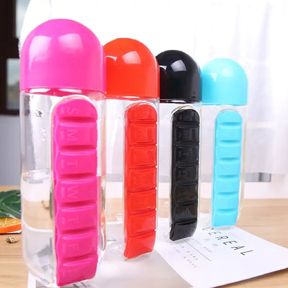 Pill Organizer Water Bottle | 2-in-1 Multifunctional Water Bottle with 7-Day Pill Storage | Available in 5 Colors