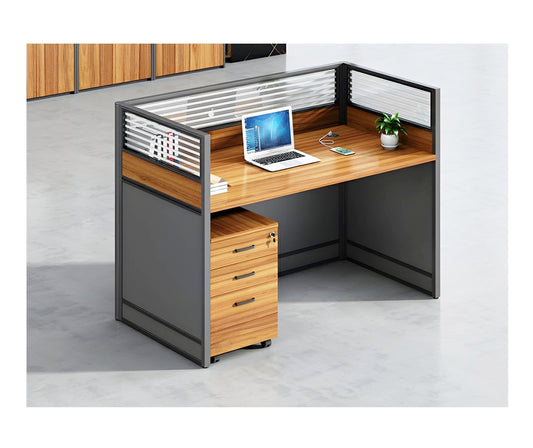 One Way Modular Workstation Wooden with Drawers | Customizable Desk, Ergonomic Office Furniture