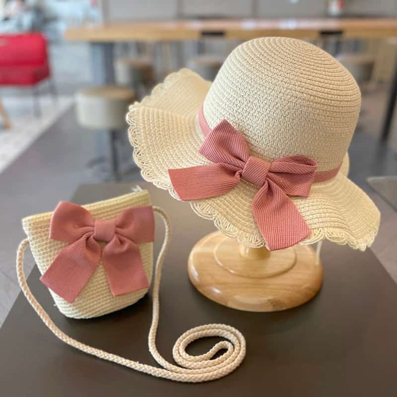 Kids' Sun Hat & Straw Bag Set (2-8 Years)