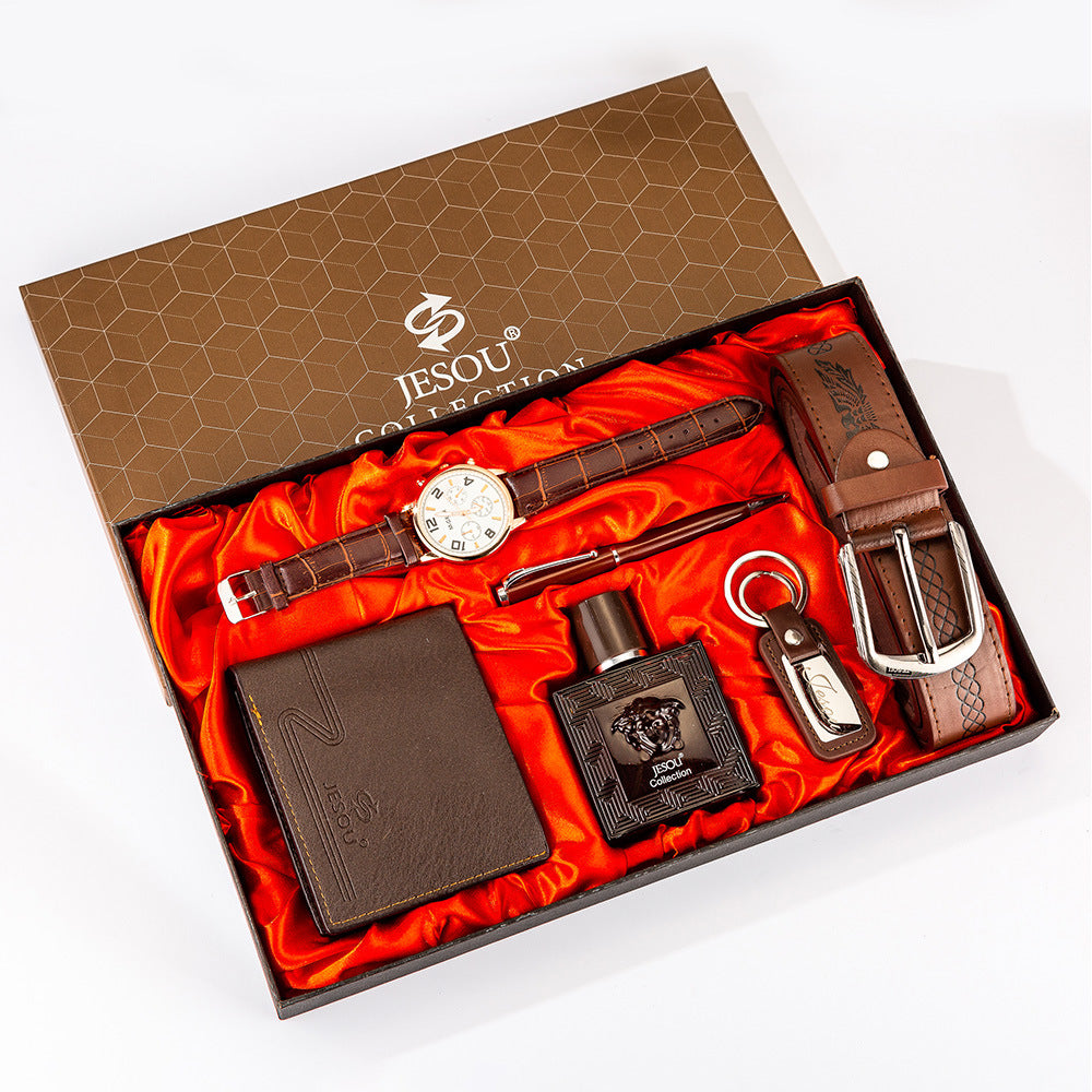 Hot Fashion Men’s Gift Set | Watch, Wallet, Perfume, Belt, Pen & Keyholder