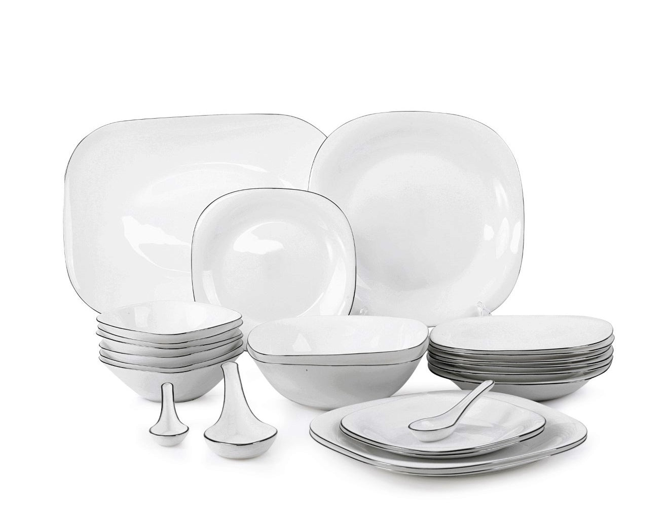 16 pcs Quadra Dinner Set | White Plain | Modern Square Dinnerware for Everyday Use