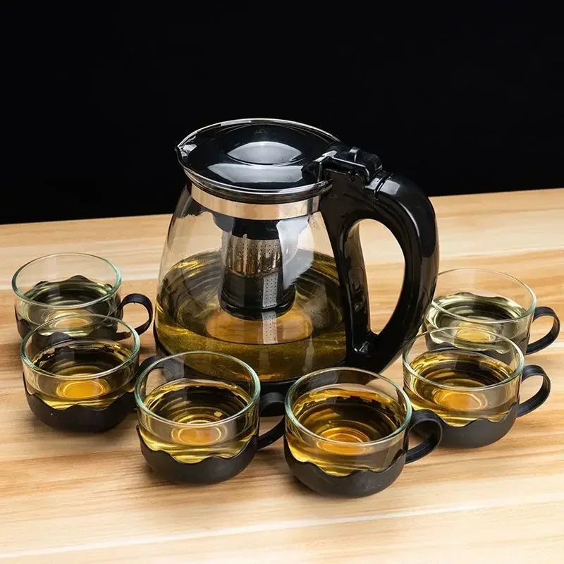 5pc Transparent Heat Resistant Glass Infuser Tea Set | Elegant Teapot and Teacups