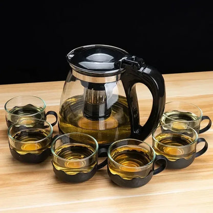 5pc Transparent Heat Resistant Glass Infuser Tea Set | Elegant Teapot and Teacups