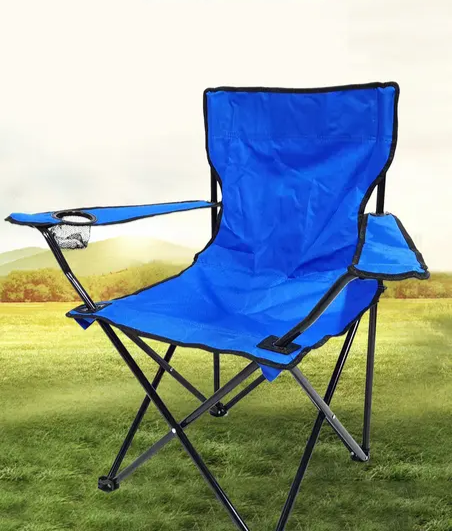 Lightweight Foldable Camping Arm Chair | Waterproof Canvas with Metallic Frame | Available in Blue, Red, Green, Black