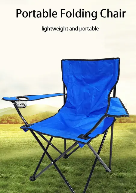 Lightweight Foldable Camping Arm Chair | Waterproof Canvas with Metallic Frame | Available in Blue, Red, Green, Black