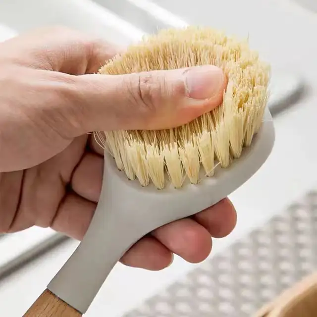 Kitchen Surface Cleaning Brush with Wooden Handle | Hard Bristles for Dishes, Cookers, Ovens, and More