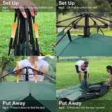 Outdoor Waterproof Picnic Camping Tents| Large Capacity Big 3-4 Person Tent, 205x205x130cm, Durable and Spacious | Patio Furniture | Portable Collapsible Camping Tent