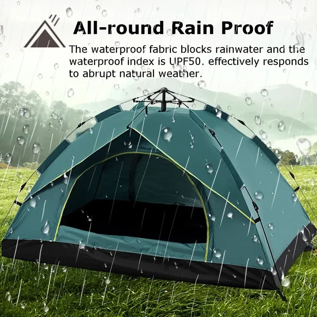 Outdoor Waterproof Picnic Camping Tents| Large Capacity Big 3-4 Person Tent, 205x205x130cm, Durable and Spacious | Patio Furniture | Portable Collapsible Camping Tent