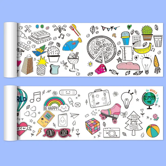 Kids Drawing Roll Educational Coloring Paper |300x30cm Coloring Poster for Classroom Walls, Rich Animal Patterns, Compatible with Crayons, Markers, and More