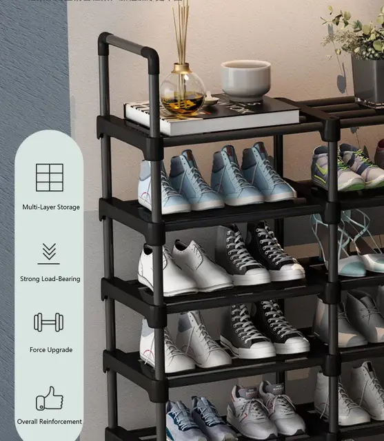 DIY MultiLayer Waterproof Shoe Rack Organizer | Foldable, Space Saving Shoe Cabinet, Holds 46-50 Pairs, Waterproof & Dustproof, 160x30x130cm, Black