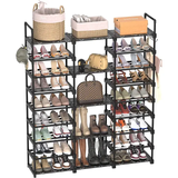 DIY MultiLayer Waterproof Shoe Rack Organizer | Foldable, Space Saving Shoe Cabinet, Holds 46-50 Pairs, Waterproof & Dustproof, 160x30x130cm, Black