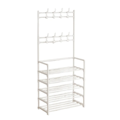 4 Tier 8 Hook Dust Proof Hanger Rack |Clear Covers for Shoes, Hats, Bags, Coats | Available in Black & White