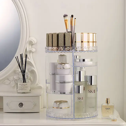 Acrylic Clear Transparent Rotating Makeup Organizer |360° Rotating Cosmetic Storage Box, 28x28x35cm