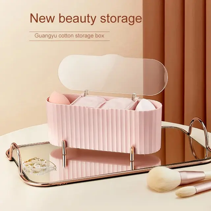 Cosmetics Storage Box | DustProof Makeup Organizer for Cotton Pads, Swabs, Beauty Egg Holder, Bathroom Jewelry Organizer