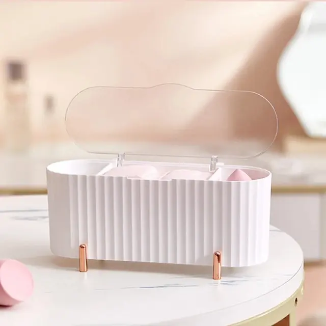 Cosmetics Storage Box | DustProof Makeup Organizer for Cotton Pads, Swabs, Beauty Egg Holder, Bathroom Jewelry Organizer