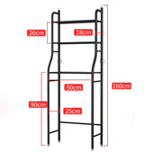 Over the Toilet Steel Tube Stand Organizer | Space Saving Stainless Steel Bathroom Shelf, 158x26x50cm, Black & White