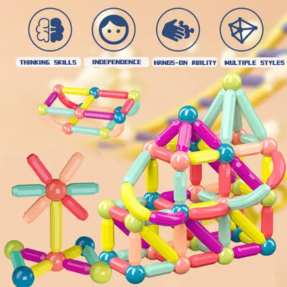 Educational Magnetic Balls and Sticks Building Set | Large Magnetic Building Blocks for Kids, Perfect Birthday Gift