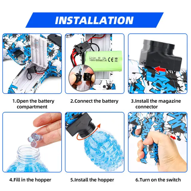 Splatter Rechargeable Ball Water Bomb Gun |Outdoor Shooting Toy Gun for Kids and Adults, Available in Black and Blue