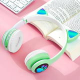 Kids Gradient Wireless RGB Cat Ear Bluetooth Headphones | Cute & Colorful | Available in Blue, Black, Green