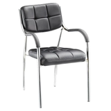 Ergonomic Padded Leather Office Chair with Chrome Legs | Black Executive Design