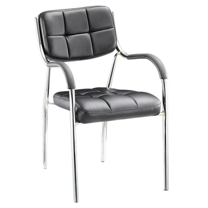 Ergonomic Padded Leather Office Chair with Chrome Legs | Black Executive Design