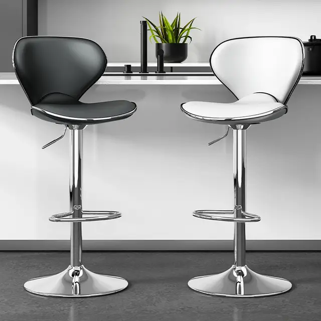 Modern Adjustable Swivel Counter Bar Stools with Padded Seat |Chrome Finish and White Faux Leather