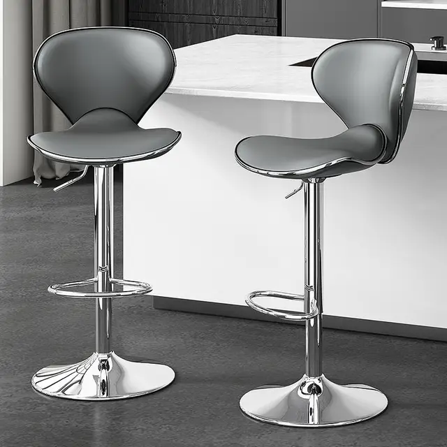 Modern Adjustable Swivel Counter Bar Stools with Padded Seat |Chrome Finish and White Faux Leather