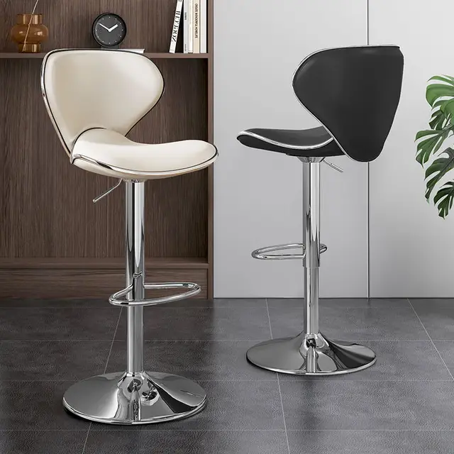 Modern Adjustable Swivel Counter Bar Stools with Padded Seat |Chrome Finish and White Faux Leather