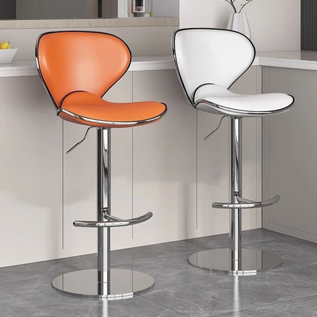 Modern Adjustable Swivel Counter Bar Stools with Padded Seat |Chrome Finish and White Faux Leather