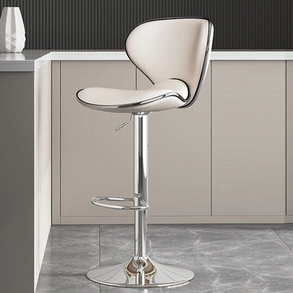 Modern Adjustable Swivel Counter Bar Stools with Padded Seat |Chrome Finish and White Faux Leather