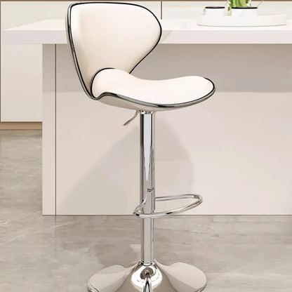 Modern Adjustable Swivel Counter Bar Stools with Padded Seat |Chrome Finish and White Faux Leather