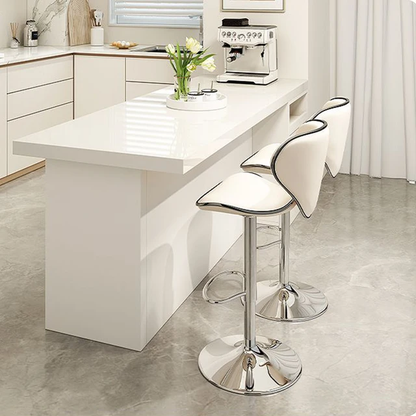 Modern Adjustable Swivel Counter Bar Stools with Padded Seat |Chrome Finish and White Faux Leather