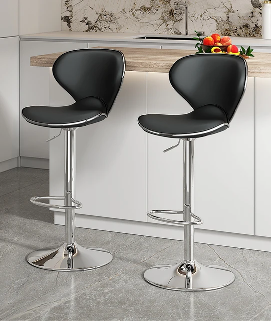 Modern Adjustable Swivel Counter Bar Stools with Padded Seat |Chrome Finish and White Faux Leather