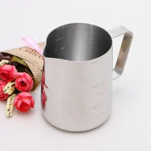 Steel Milk Jug | 600ml Stainless Steel Milk Frothing Pitcher for Coffee, Lattes, and Cappuccinos (Silver)