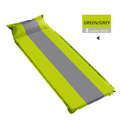 Self Inflating Mattress Sleeping Mat with Pillow |Air Bed for Camping, Hiking, and Outdoor Adventures, 192x66x5cm, Green