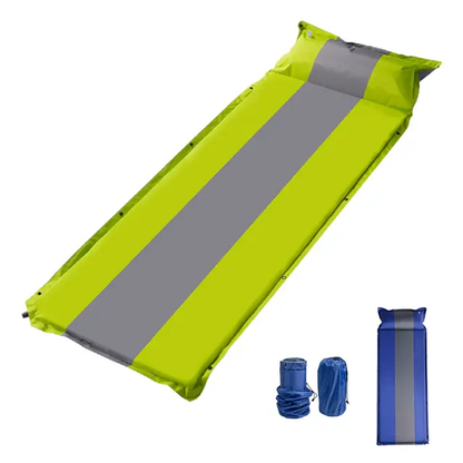 Self Inflating Mattress Sleeping Mat with Pillow |Air Bed for Camping, Hiking, and Outdoor Adventures, 192x66x5cm, Green