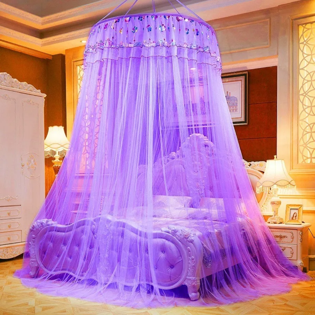 Quality Round Mosquito Nets | Comes with Sticker & Hook, Fits 3/6, 4/6, 5/6 Beds