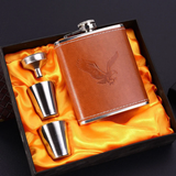 Leather Cover Whiskey Flask with Two Tot Glasses