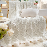 NORDIC Throw Blanket  Knitted Tassels|Cozy, Stylish & Warm | The Perfect Accent for Any Space!