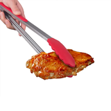 Furaha Finds Steel & Silicone Food Tong 26cm & 34cm heat resistant, non slip kitchen tongs for cooking, grilling,and serving food safely.
