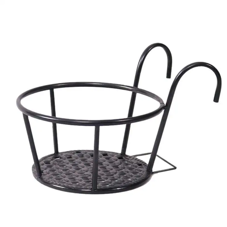 Furaha Finds Metallic Over-the-Balcony Flower Pot Holder – Rust-resistant metal plant holder for balcony railings