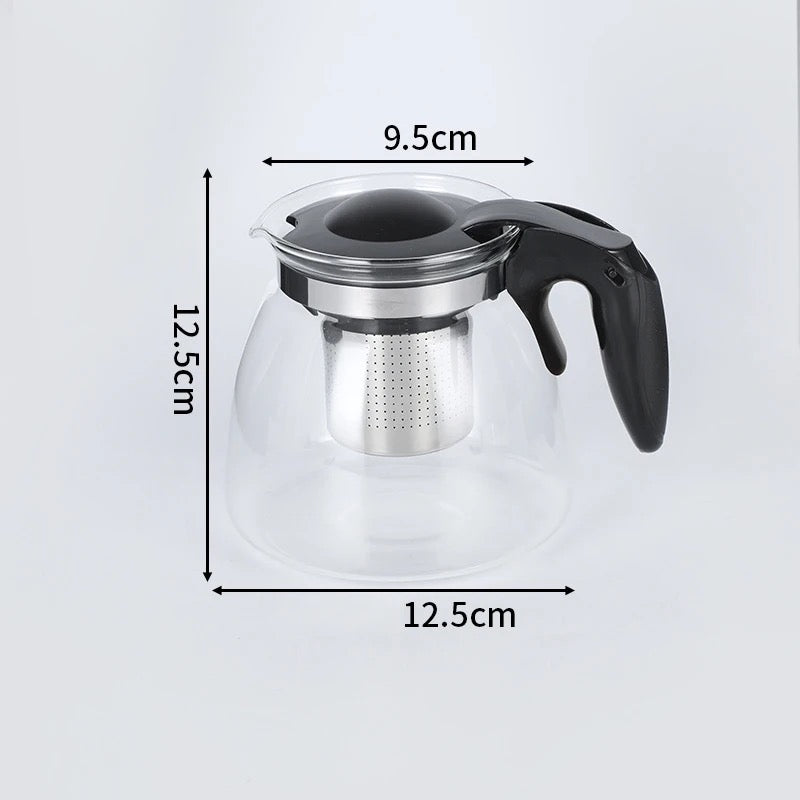 High-Temperature Resistant Borosilicate Glass Infusion Teapot with Stainless Steel Strainer