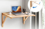 Wall Mounted Foldable Bamboo Wooden Table | Space Saving Bamboo Desk 60x40cm