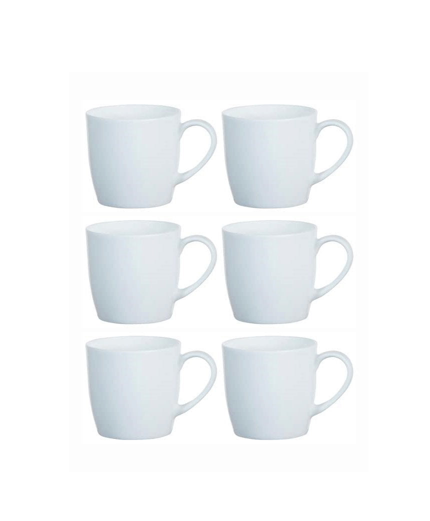 6pcs 33 cl Mugs | White Plain | Classic and Versatile | Porcelain