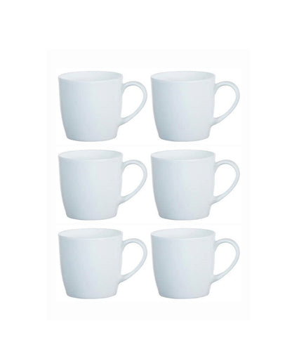 6pcs 33 cl Mugs | White Plain | Classic and Versatile | Porcelain