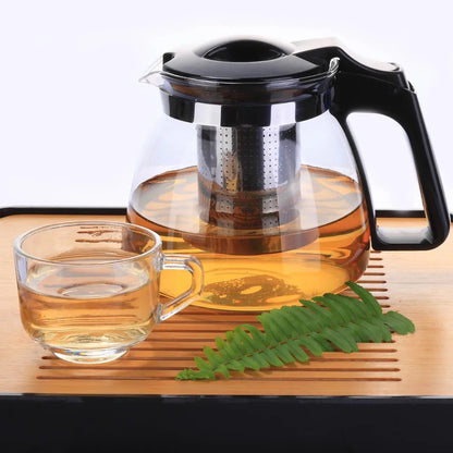 High-Temperature Resistant Borosilicate Glass Infusion Teapot with Stainless Steel Strainer