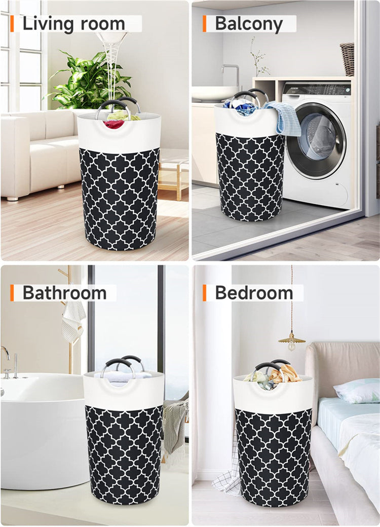 Large Capacity Laundry Basket 82L with Metal Handles | Collapsible