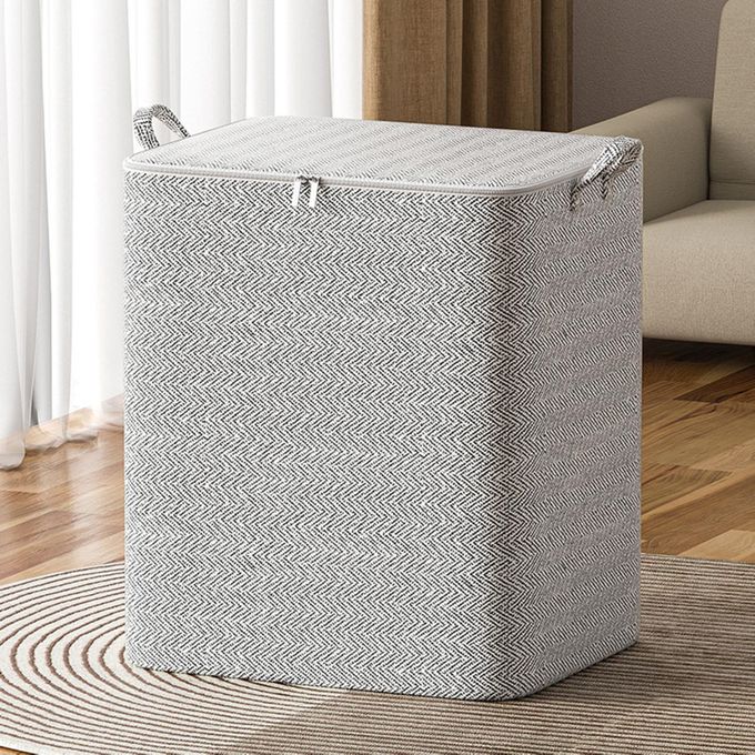 Large Capacity Household Foldable 110L Quilt Storage Box Organiser| Non-Woven Fabric Clothes Pants Household Items Storage Box| Living Room|Bedroom Moving Closet Organizer| 48cm x 44cm x 48cm Gray