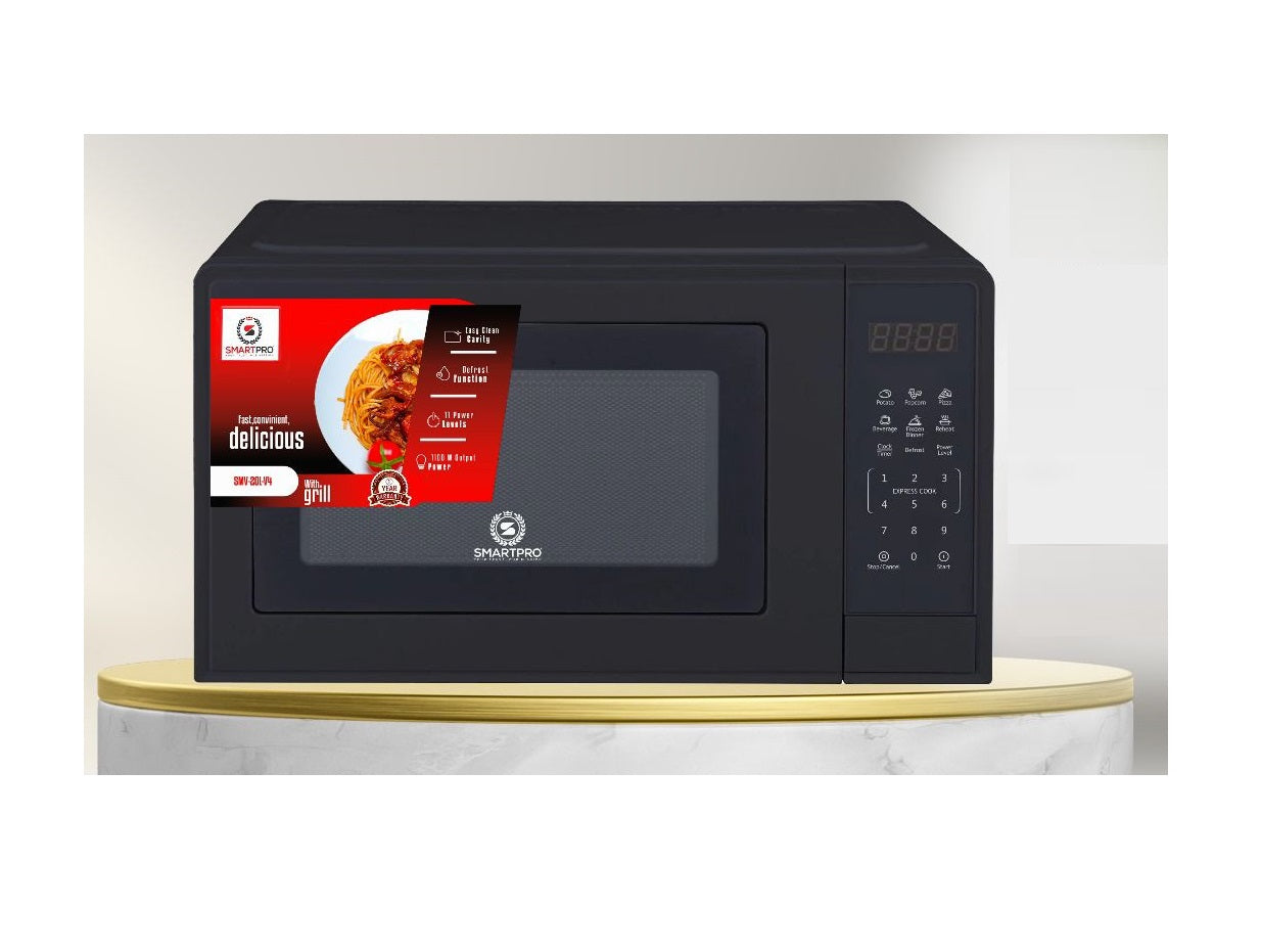 Smartpro Digital Microwave | 20L Capacity | 10 Power Levels | Glass Door | Defrost & Timer Features