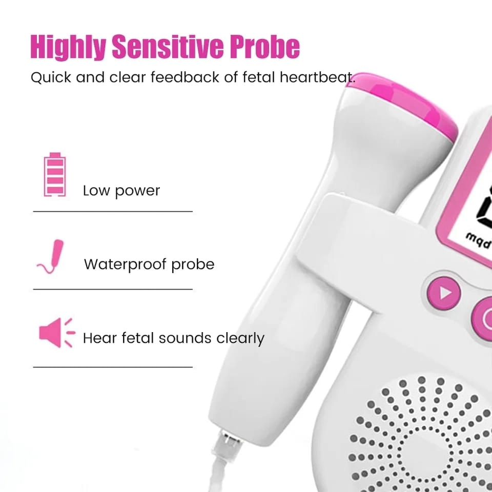 Doppler Fetal Portable Pregnancy Baby Heart Rate Monitor | Prenatal Heartbeat Listening Device